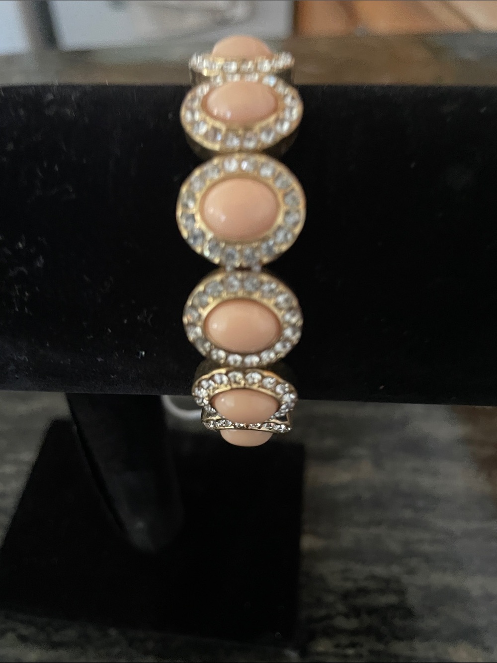 Macy's Gold-Tone Bracelet with Blush Pink Stones and Crystal Accents